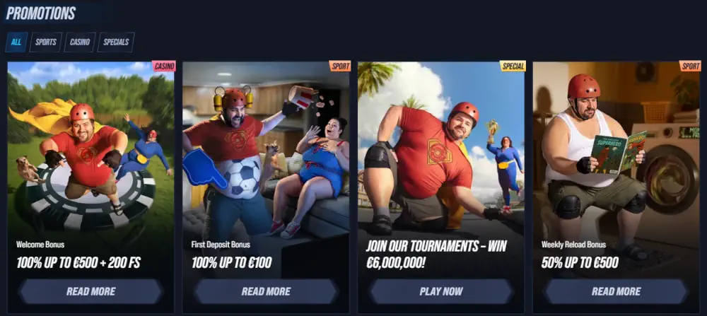 Σελίδα προωθήσεων Vegas Hero με μπόνους καλωσορίσματος και τουρνουά κουλοχέρηδων